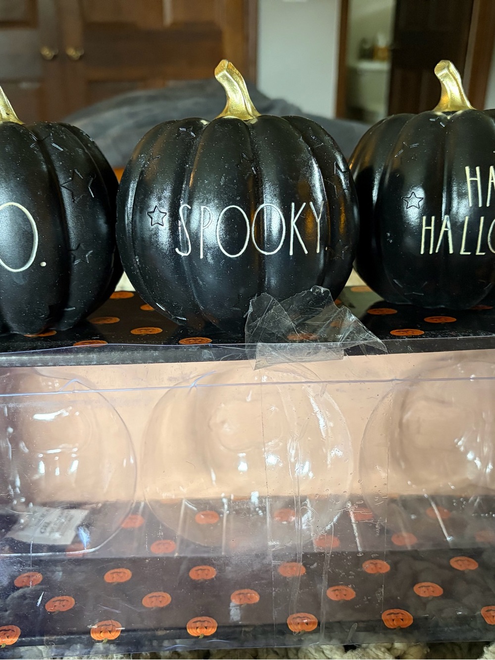 New in box Rae Dunn Set of 3 Halloween pumpkin decor
